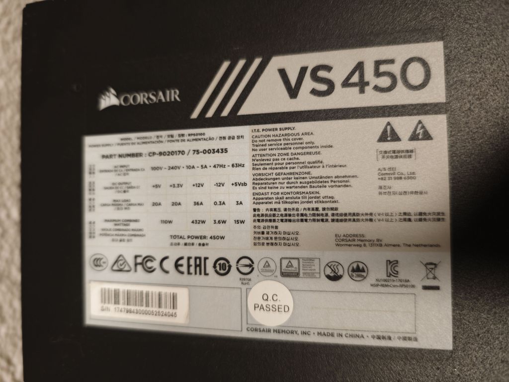Блок живлення Corsair VS 450W - фото фото фото 1