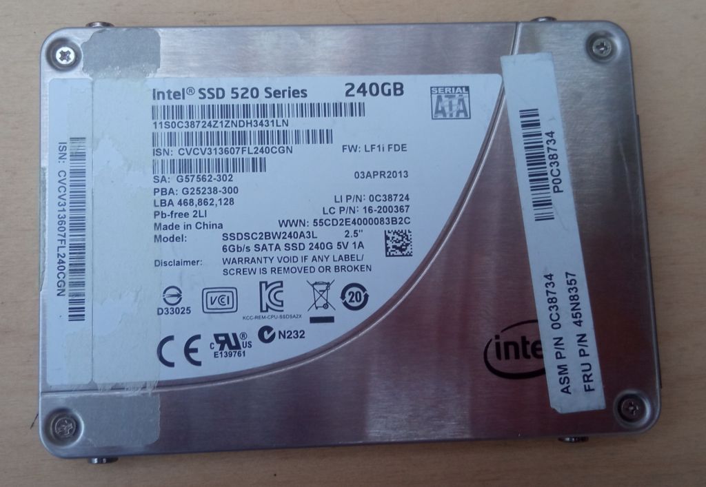SSD Intel 520 Series 240GB 2.5" SATA III | Стан 100% - фото фото фото 0