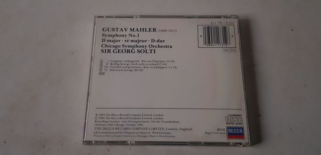 Mahler Symphony No.1 CD фірмовий - фото фото фото 1