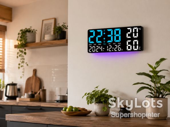 Часы настенные GH9002 / Цифровые настенные, настольные LED-часы / Часы + календарь, температура, влажность - фото фото фото 2
