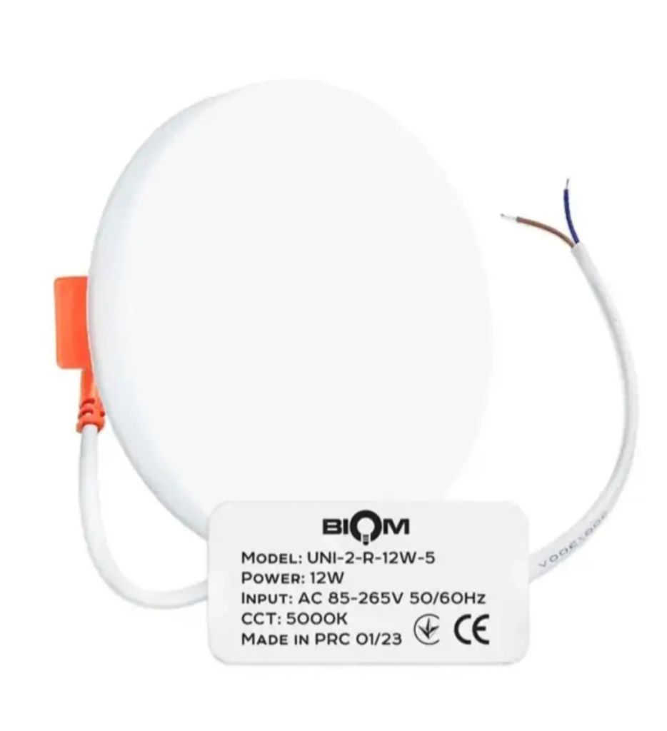 Светильник светодиодный LED Biom UNI-2-R12W-5 12Вт 12W с раздвижными клипсами 5000К - фото фото фото 2