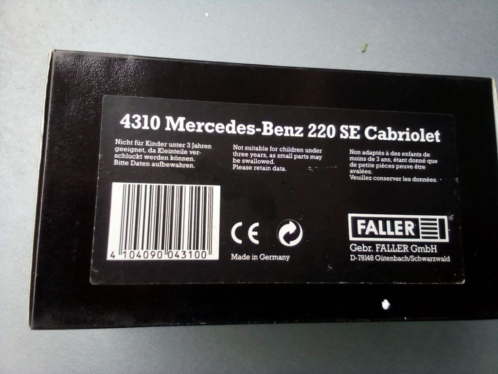 1/43 Faller Mercedes-Benz 220 SE Cabriolet - фото фото фото 7