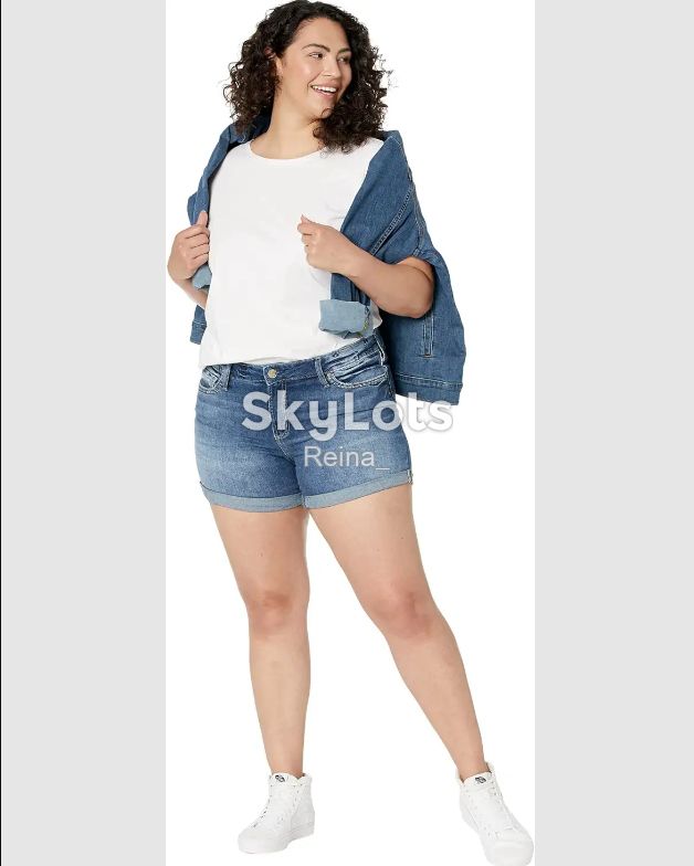 Стильні стрейтчеві джинсові шорти на пишні форми Denim Co - фото фото фото 0