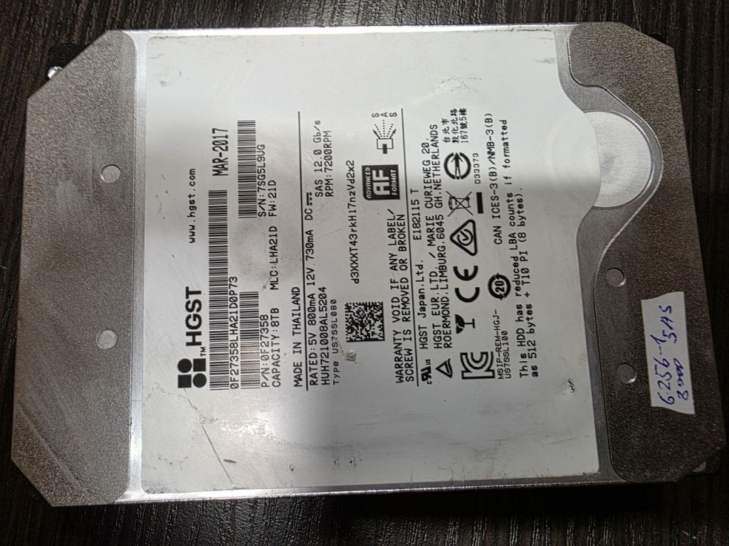 8000Gb 8Tb 3,5 SAS 12Gb HGST 0F27358 жорсткий диск   (6256-1) - фото фото фото 0