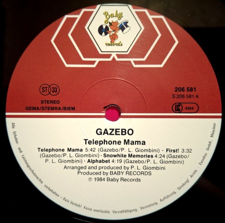 Gazebo - Telephone Mama - 1984.  (LP). 12. Vinyl. Пластинка. Europe. - фото фото фото 4