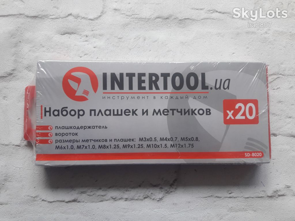 Набір плашок M3-M12 і мітчиків M3-M12, 20 од. INTERTOOL - фото фото фото 1