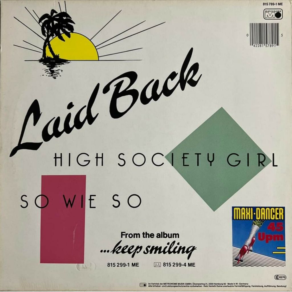Laid Back - High Society Girl - 1983.   (EP). 12. Vinyl. Пластинка. Germany. - фото фото фото 1