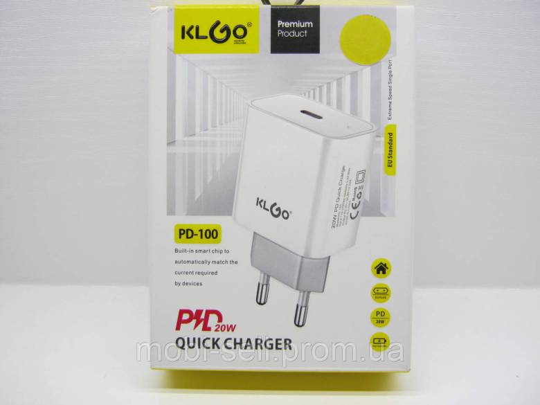 Зарядное устройство KLGO PD-100 20W PD 3.0 USB-C - фото фото фото 4