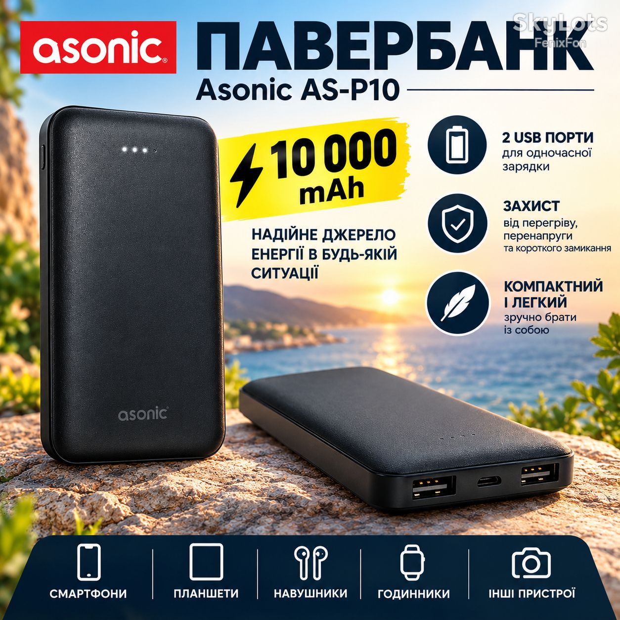 Павербанк на 10000 mAh Asonic AS-P10 - фото фото фото 0