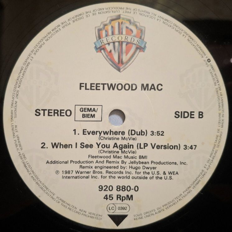 Fleetwood Mac - Ewerywhere - 1988.  (EP). 12. Vinyl. Пластинка. Germany. - фото фото фото 3