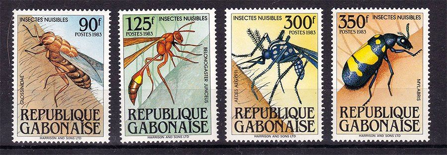 Флора .  Габон 1983 г MNH - насекомые - фото фото фото 0
