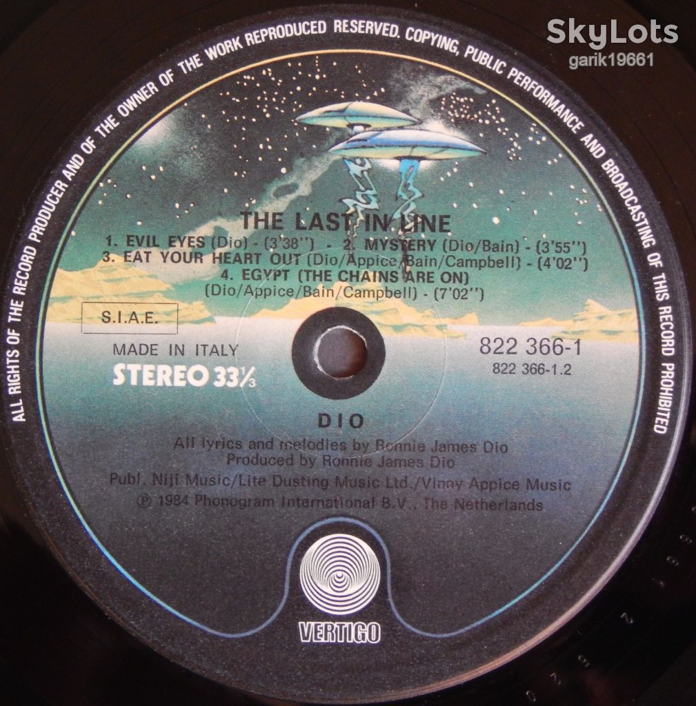 Dio – The Last In Line  (Vertigo – 822 366-1, Italy) inner sleeve EX+/NM- - фото фото фото 4