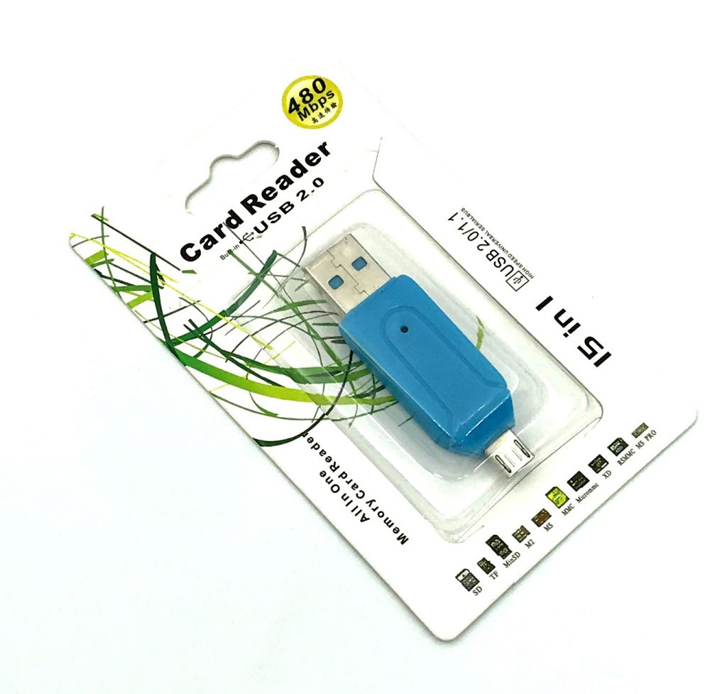 Картридер CR-004 USB + OTG SD + Micro SD Blue - фото фото фото 0