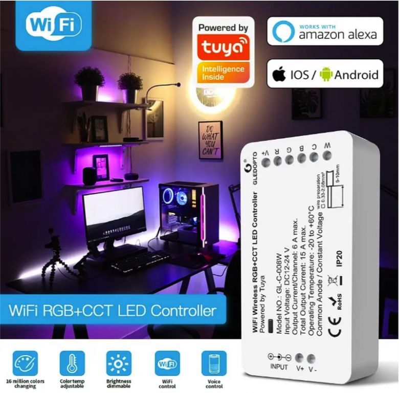 Контролер світлодіодної стрічки GLEDOPTO Tuya SmartLife Wi-Fi - фото фото фото 1