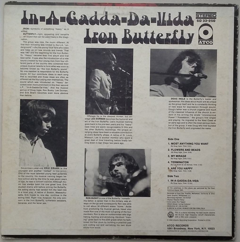 IRON BUTTERFLY In-A-Gadda-Da-Vida LP G+/VG - фото фото фото 1