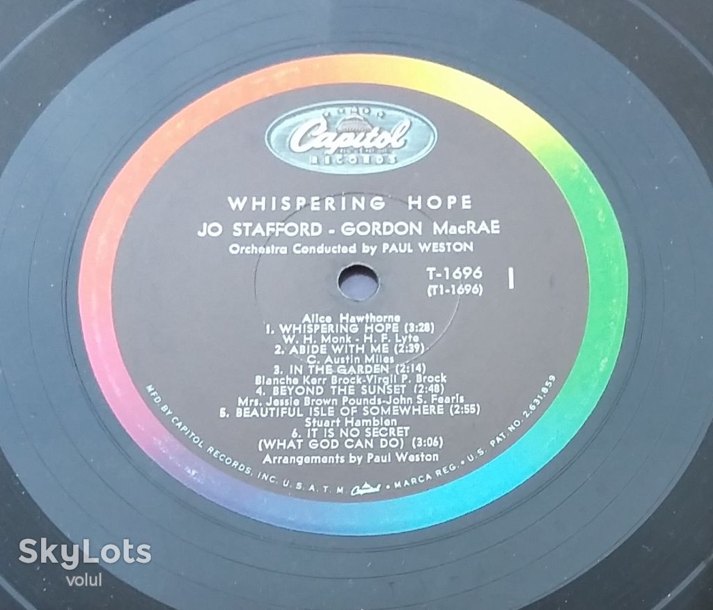 JO STAFFORD AND GORDON MACRAE Whispering Hope LP VG/G+ - фото фото фото 2