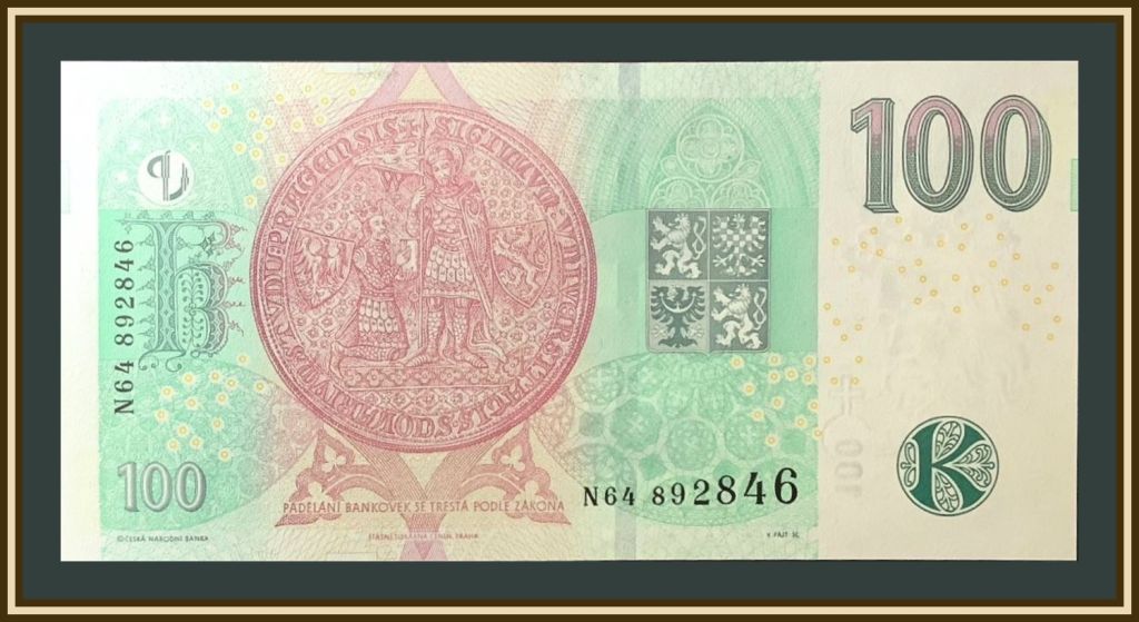 Чехия 100 крон 2018 P-18  (18g) UNC - фото фото фото 1