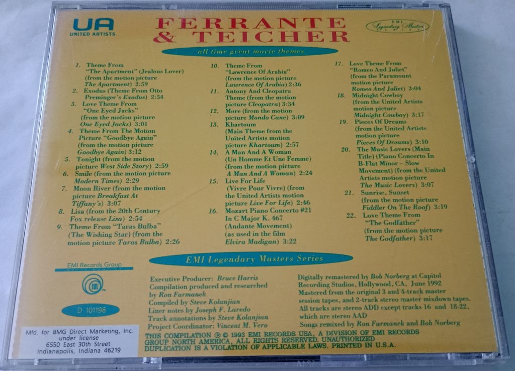 FERRANTE &amp; TEICHER  All Time Great Movie Themes CD US - фото фото фото 2