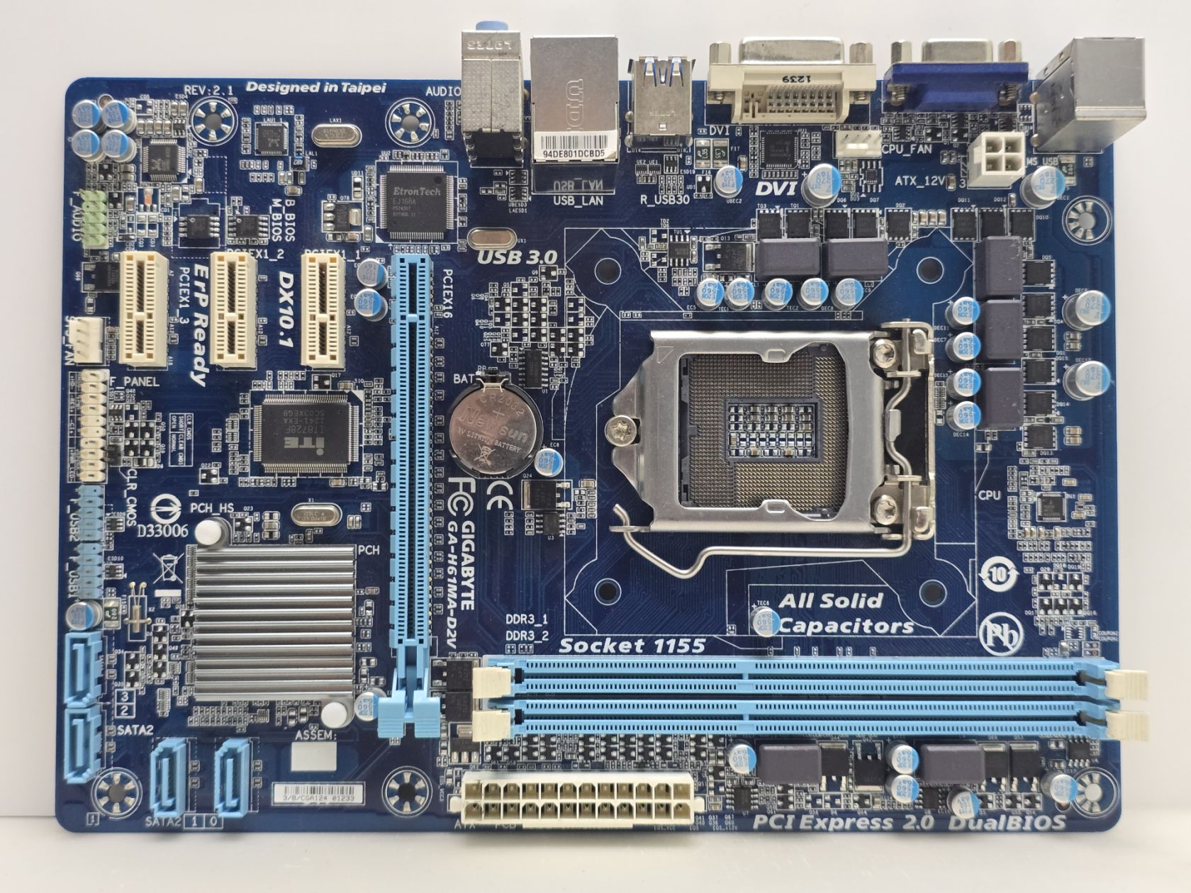 Материнская плата s1155 GIGABYTE GA-H61M-D2V  (Socket 1155,DDR3,б/у) - фото фото фото 0