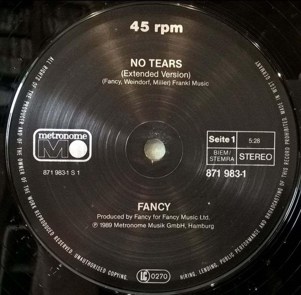 Fancy - No Tears - 1989.  (EP). 12. Vinyl. Пластинка. Germany. - фото фото фото 3
