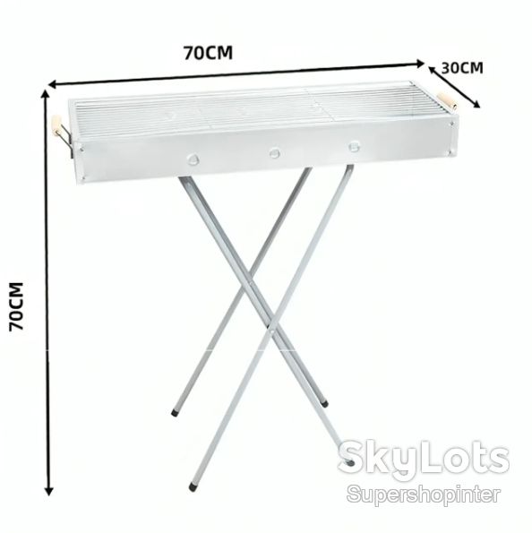 Раскладной мангал переносной 70х70х30см, BARBECUE TRAY 770T, Серебристый - фото фото фото 7
