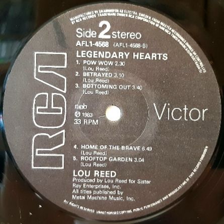 Lou Reed - Legendary Hearts - 1983.  (LP). 12. Vinyl. Пластинка. Sweden. - фото фото фото 5