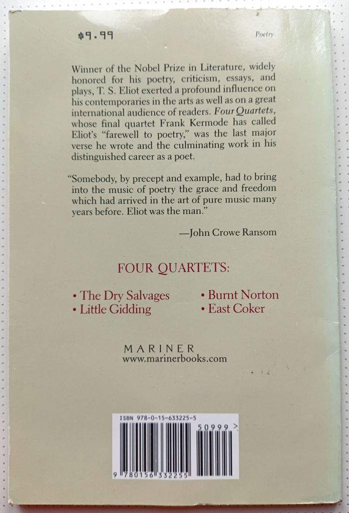 T.S. Eliot. Four Quartets. 1971 - фото фото фото 3