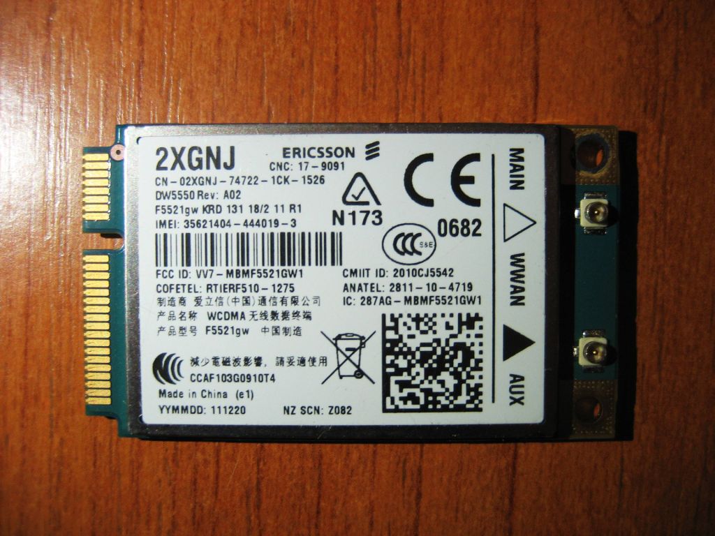 Модем PCIe 3G 4G Ericsson DW5550 Dell 2XGNJ f5521gw - фото фото фото 2