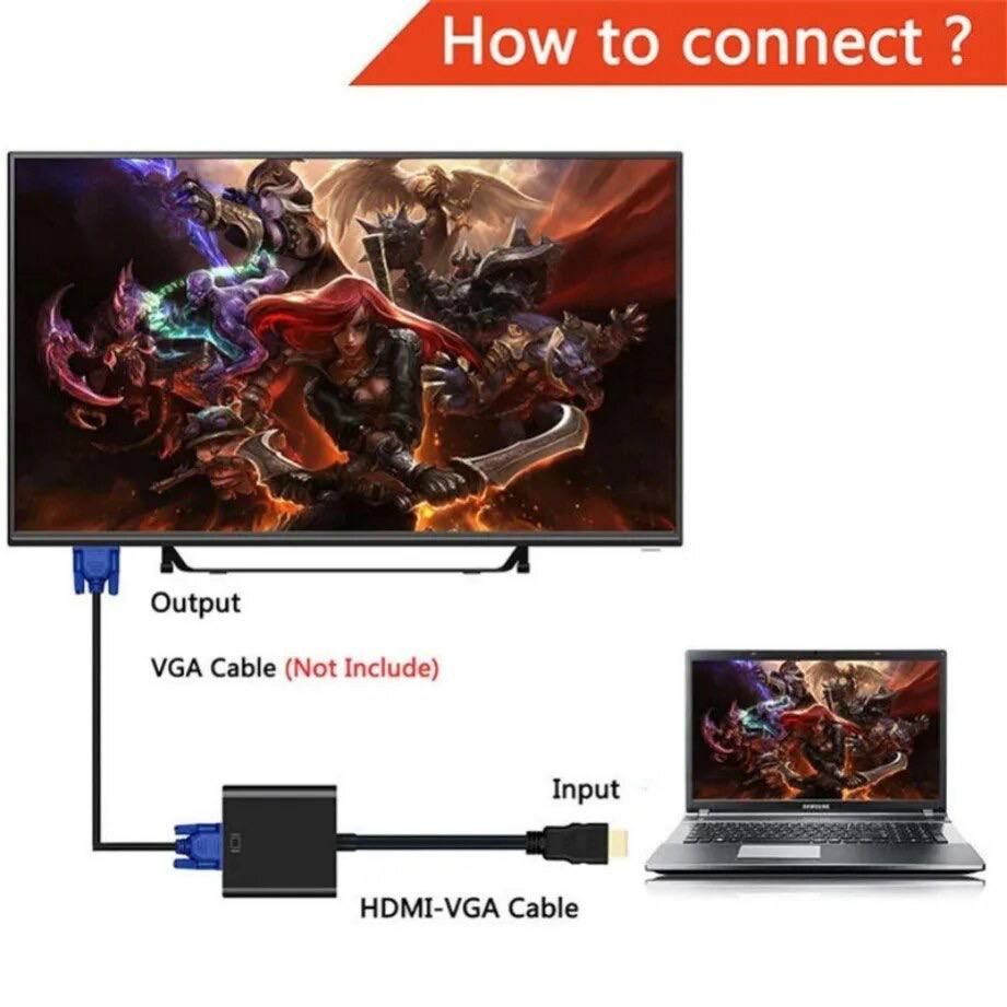 Перехідник, конвектор HDMI to VGA, для ноутбуку, компютера, ПК 1080p - фото фото фото 10