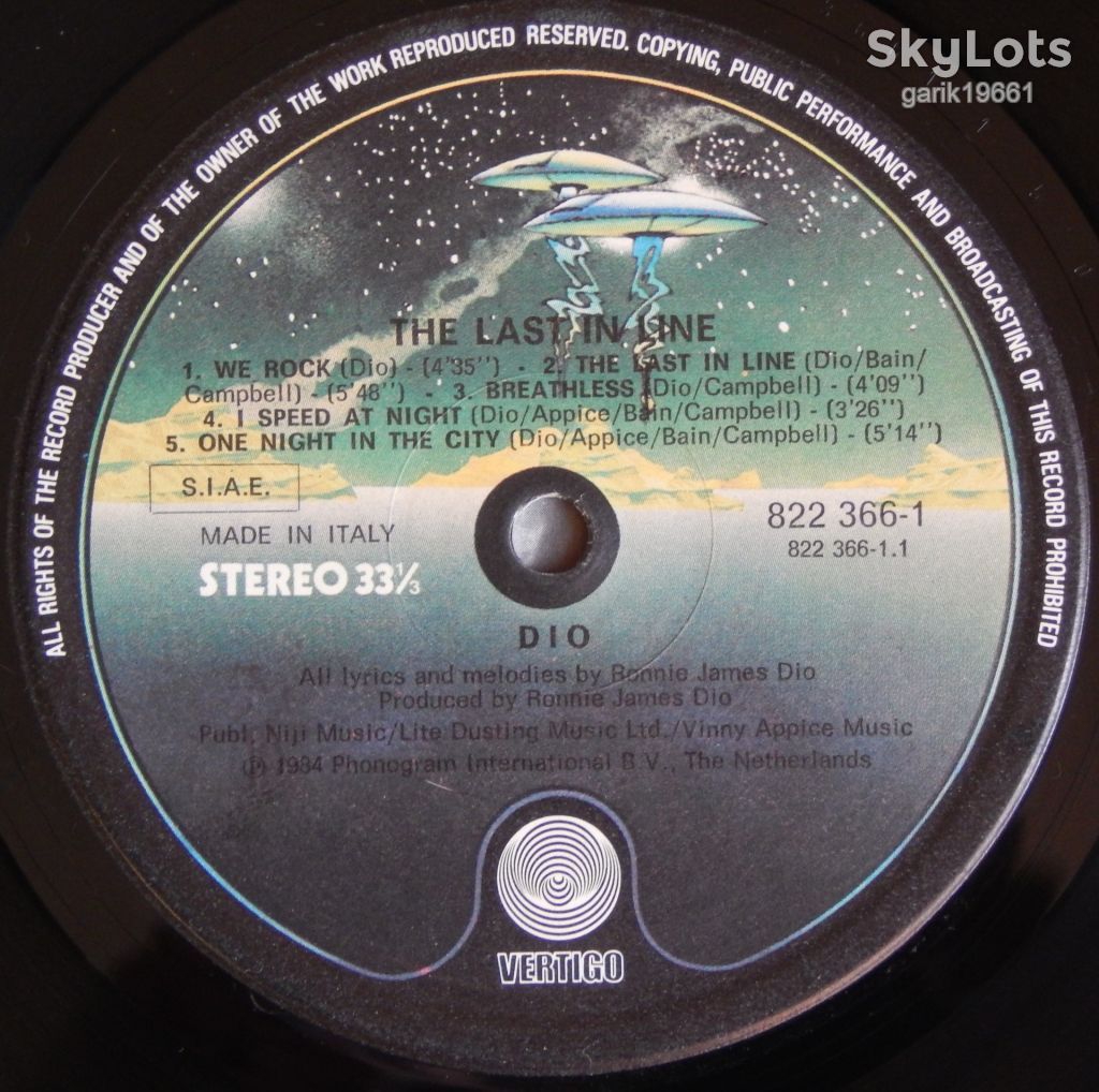 Dio – The Last In Line  (Vertigo – 822 366-1, Italy) inner sleeve EX+/NM- - фото фото фото 3