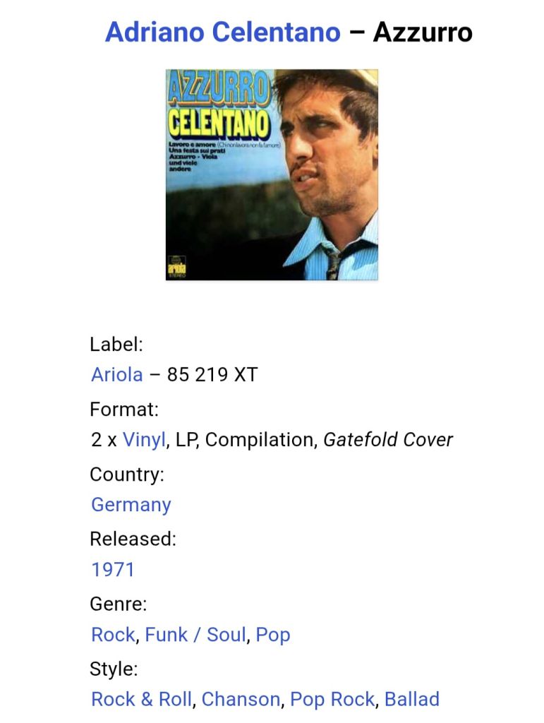 Adriano Celentano - Azzurro. Greatest Hits - 1971.   (2LP). 12. Vinyl. Пластинки. Germany. - фото фото фото 7