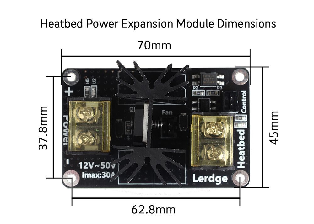 Lerdge модуль керування нагріванням столу 3D-принтера     (MOSFET) 30A - фото фото фото 2