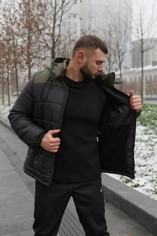 Куртка зимняя мужская "Frost" Nike хаки-черная Всегда в наличии  - фото фото фото 6