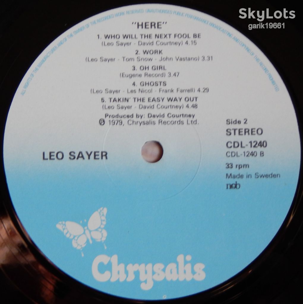 Leo Sayer – Here  (Chrysalis – CDL-1240, Sweden) NM-/NM- - фото фото фото 3