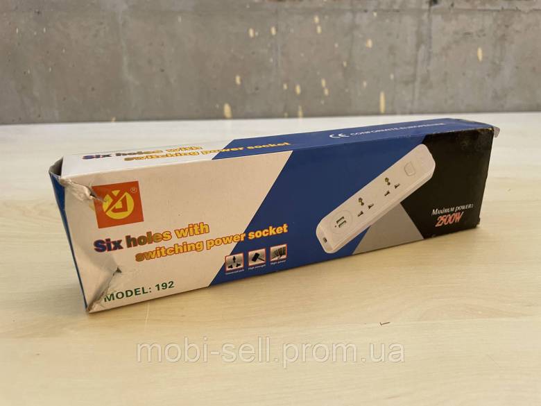 Колодка електрична 250V 10А + 2 USB 5V / 1A з вимикачем - фото фото фото 8