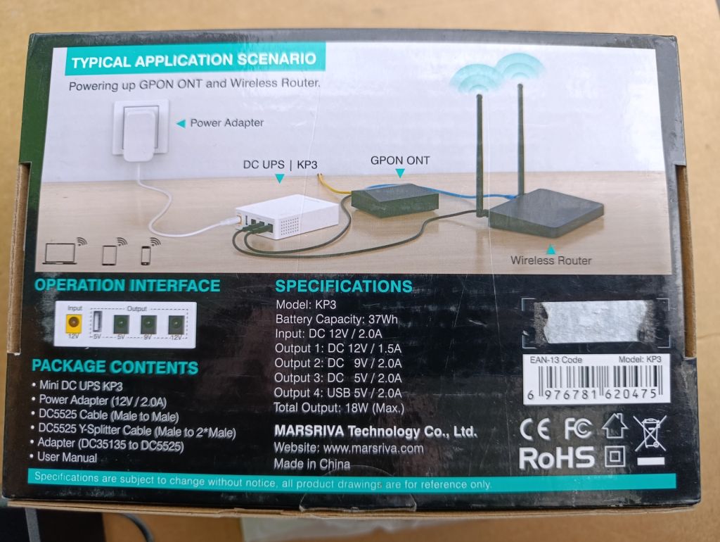 Новый ДБЖ для роутера ONU MARSRIVA 10000mAh Smart Mini DC UPS KP3 - фото фото фото 7