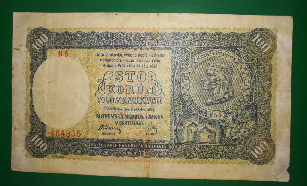 SLOVAKIA Словаччина 100 крон 1940 2-га Емісія. Русинська мова. - фото фото фото 1