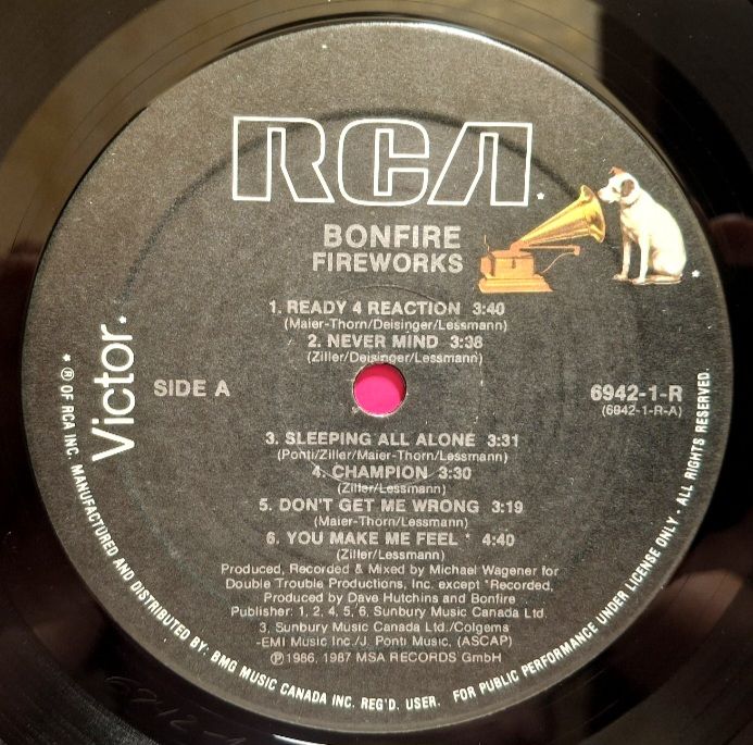 Bonfire - Fire Works - 1987.  (LP). 12. Vinyl. Пластинка. Canada. - фото фото фото 2
