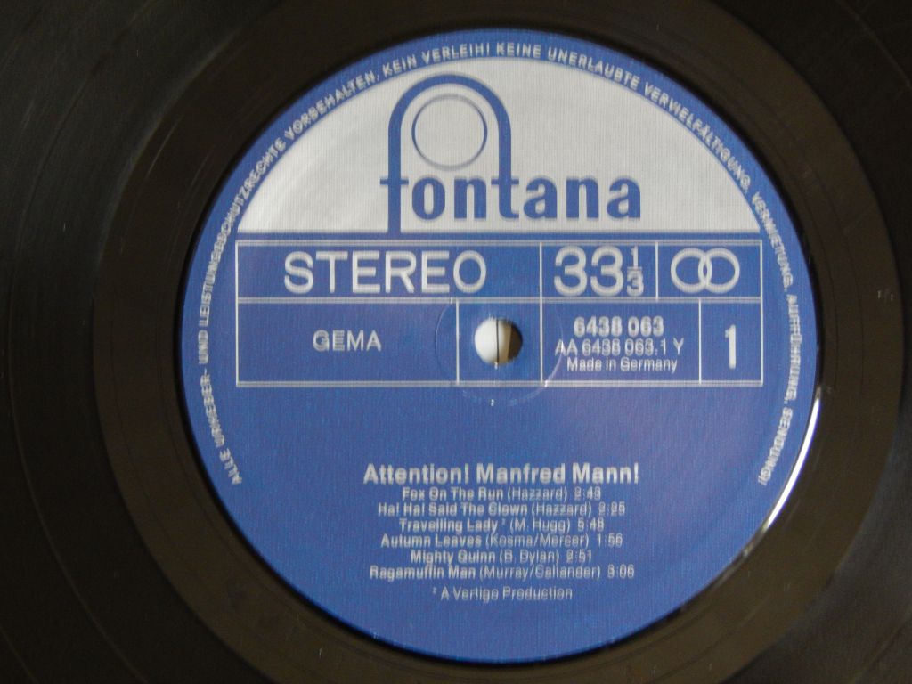 Manfred Mann ‎– Attention! Manfred Mann!   (Fontana ‎– 6438 063, Germany) EX+/EX+ - фото фото фото 2