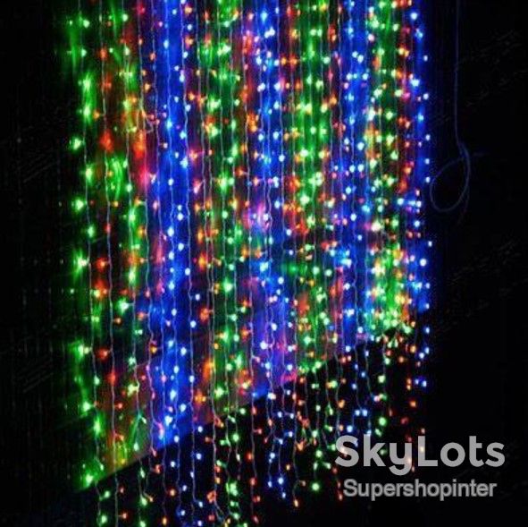 Гирлянда Водопад штора прозрачный провод 2х2м 320LED Мультиколор (сине-зелено-красный) - фото фото фото 4