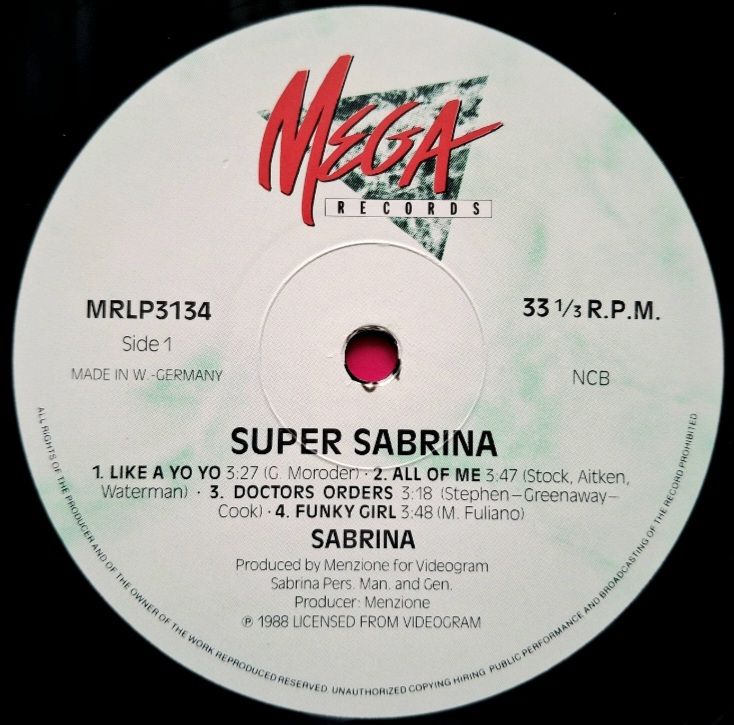 Sabrina - Super Sabrina - 1988.  (LP). 12. Vinyl. Пластинка. Scandinavia. - фото фото фото 2
