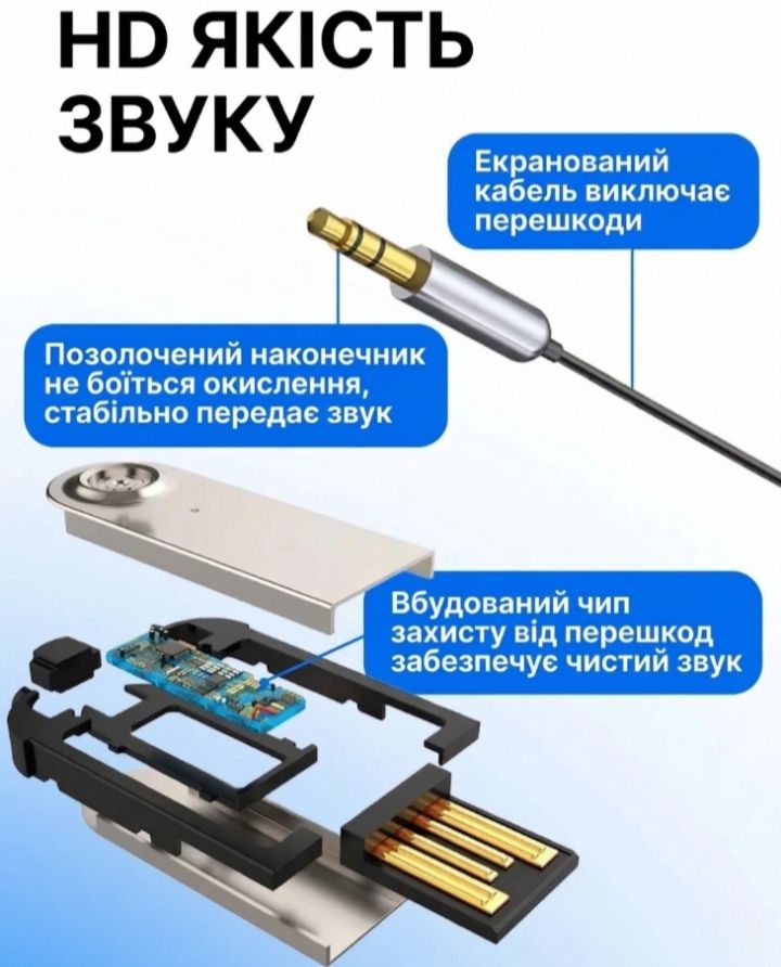 Ресивер, адаптер в машину BA01 AUX Bluetooth 5.4 для магнітоли, авто та телефону - фото фото фото 4
