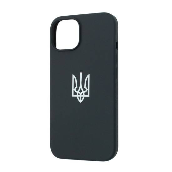 Iphone 14 Plus Чехол микрофибра Трезубец (черный) - фото фото фото 0