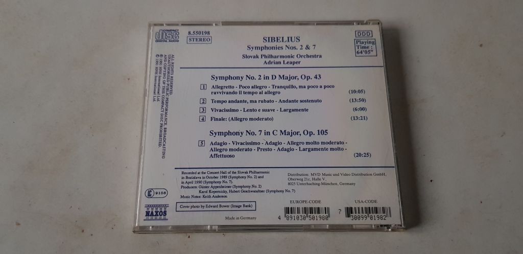 Sibelius Symphonies No.2 &amp; 7 CD фірмовий - фото фото фото 1