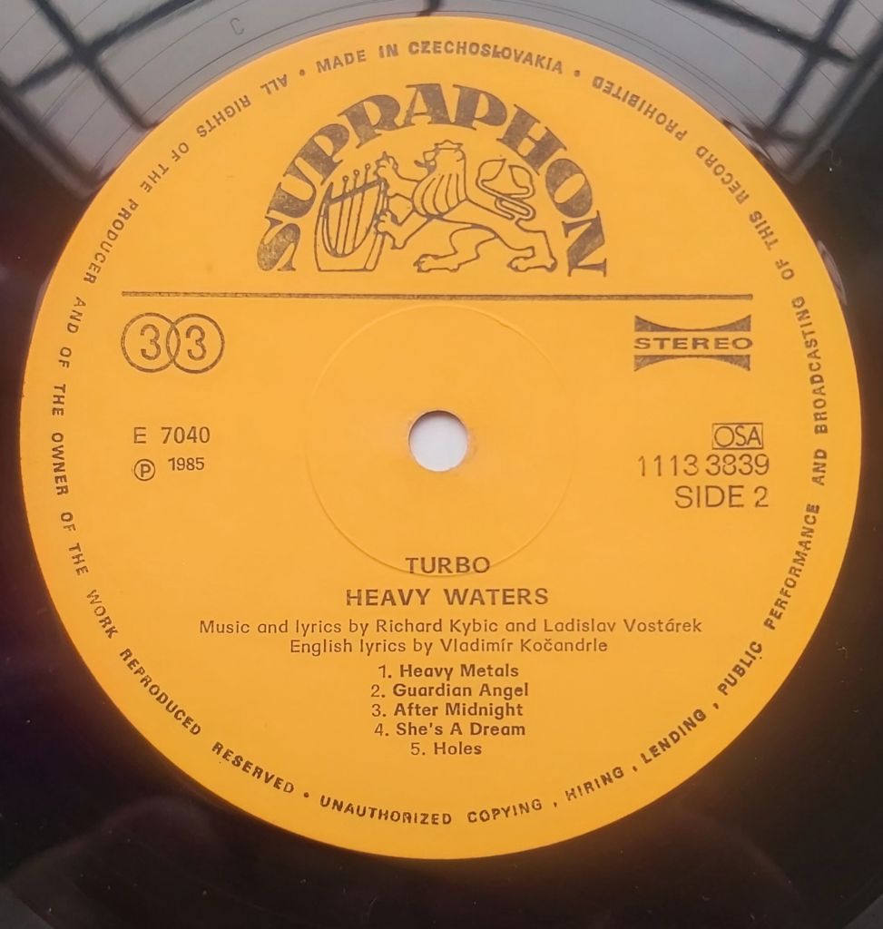 TURBO – Heavy Waters  (LP, 1985) Supraphon. Стан EX/EX. Хард-рок  (як Rainbow / Europe) - фото фото фото 2
