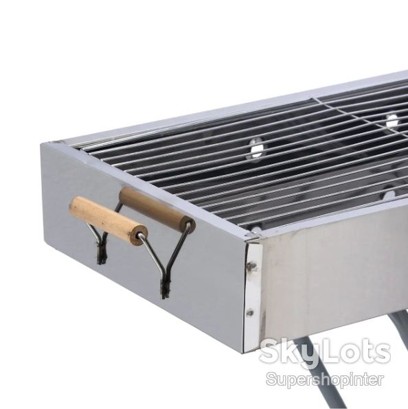 Переносной мангал с решеткой 80х78х30см, BARBECUE TRAY 770SS, Серебристый / Барбекюшница / Раскладной мангал барбекю - фото фото фото 6