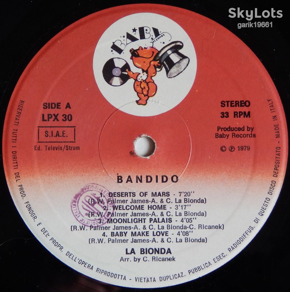 La Bionda - Bandido  (Baby Records – LPX 30, Italy) EX+/EX+ - фото фото фото 3