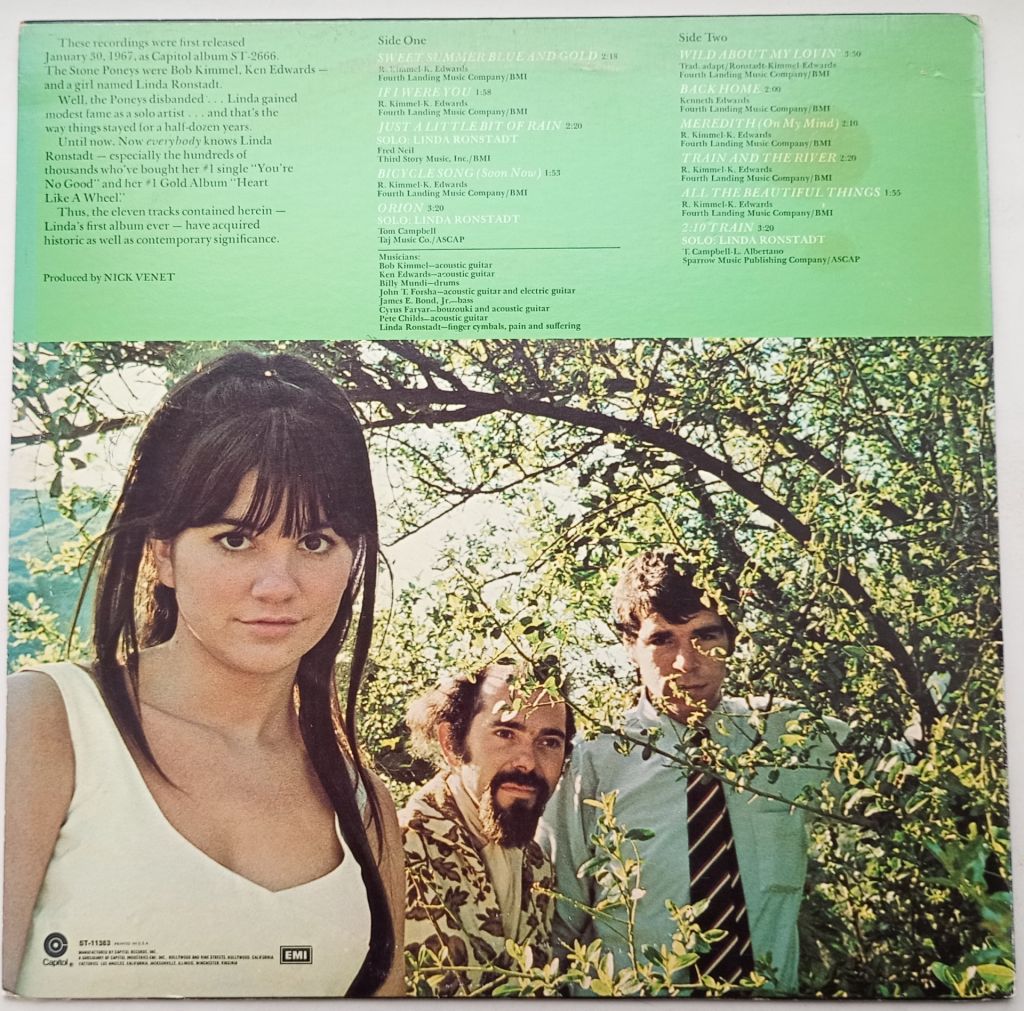 THE STONE PONEYS FEATURING LINDA RONSTADT LP VG++/VG - фото фото фото 1