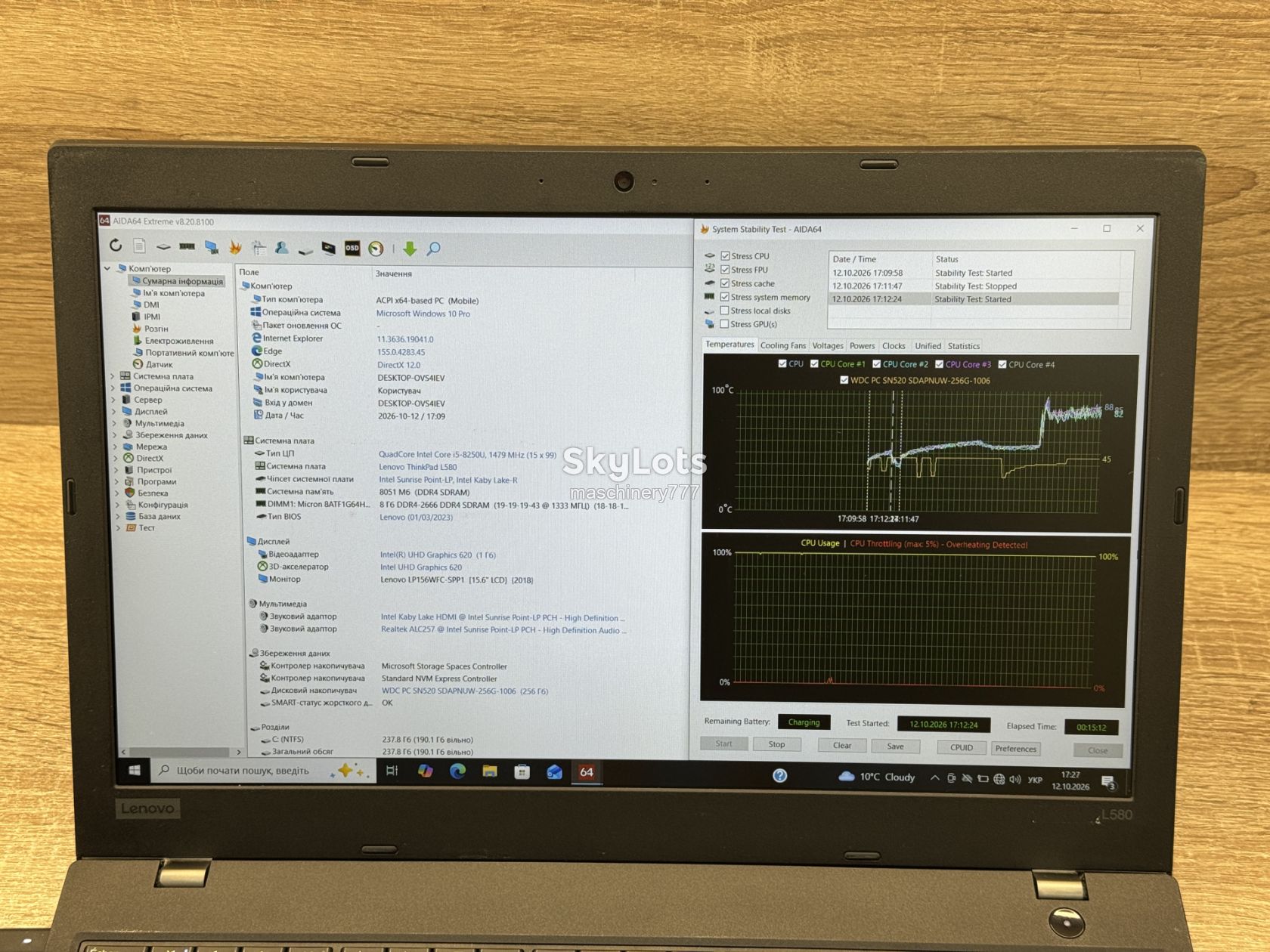 ноутбук lenovo Thinkpad l580-intel core i5-8gen-8gb ram ddr4-№ss210 - фото фото фото 9