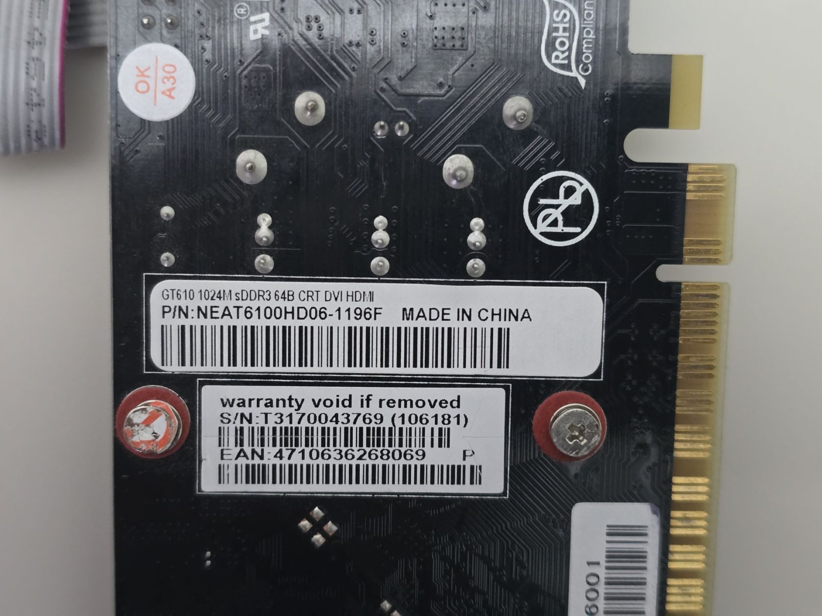 Видеокарта PALIT GeForce GT 610 1GB  (1Gb,GDDR3, 64 Bit, HDMI, PCI-Ex, Б/у) - фото фото фото 3